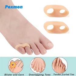 Pexmen 2/4Pcs Two Hole Gel Small Toe Separator Little Toe Protector Spacer Pinky Toe Corrector for Corns Calluses and Blister