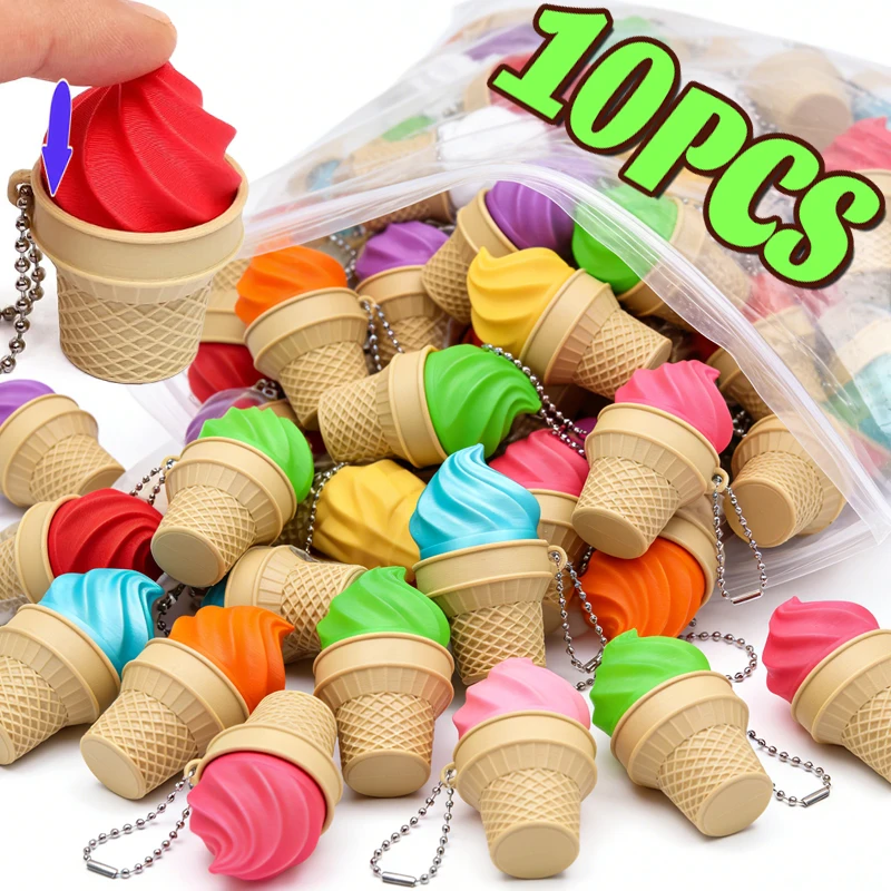Llavero de juguete sensorial con interruptor mecánico de helado – Juguete sensorial satisfactorio, colgante para mochila y regalo antiestrés