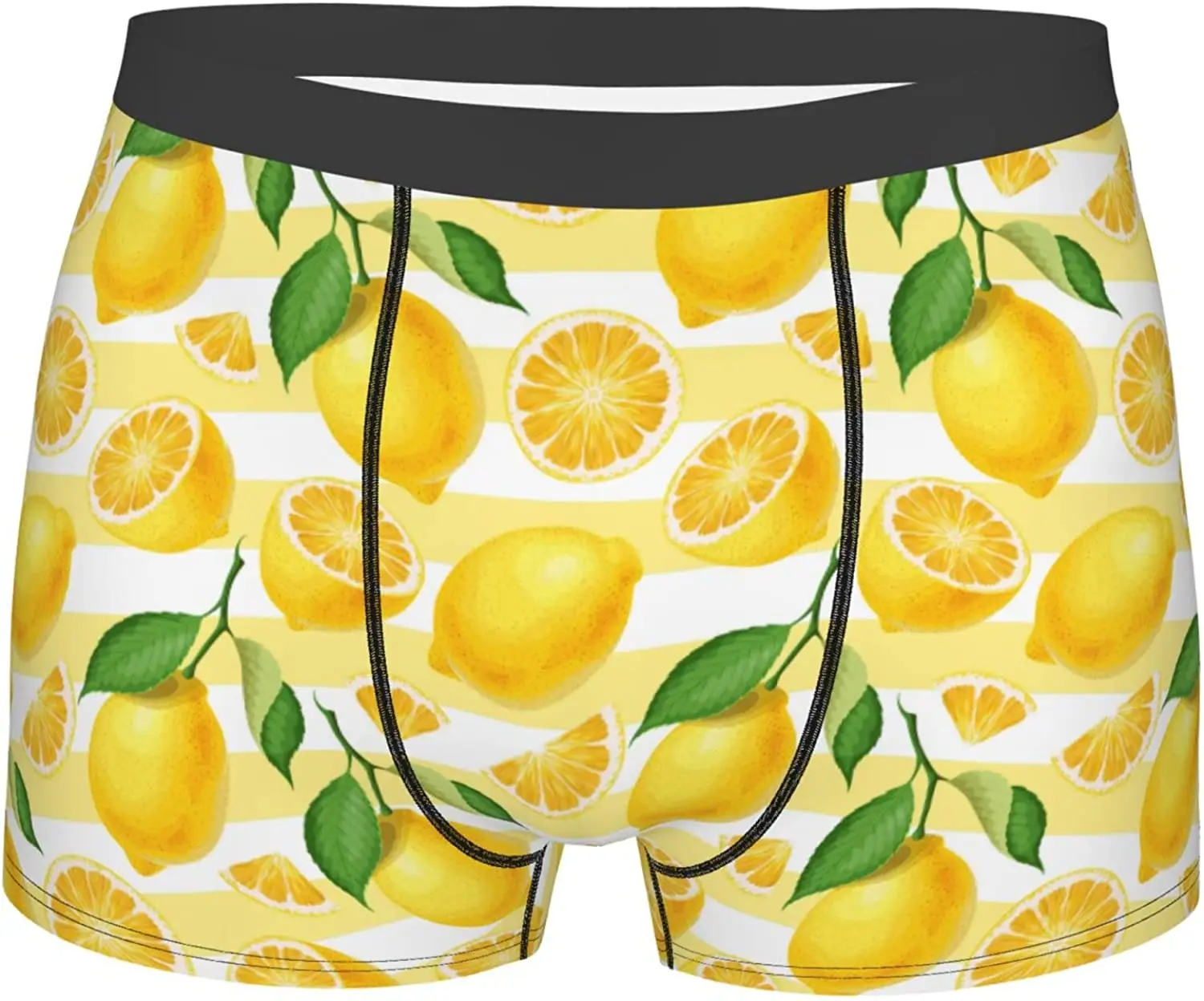 Men's Underwear Boxer Briefs Lemon Leaves Boxer Brief Soft Breathable Stretch Wide Waistband Underwear for Men Boys