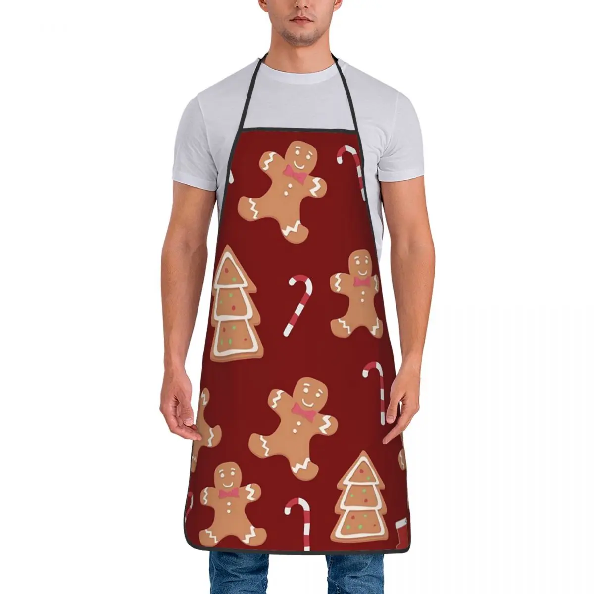 Christmas Gingerbread Cookies Aprons Chef Cooking Baking Tablier Sleeveless Bib Kitchen Cleaning Pinafore for Women Men Painting