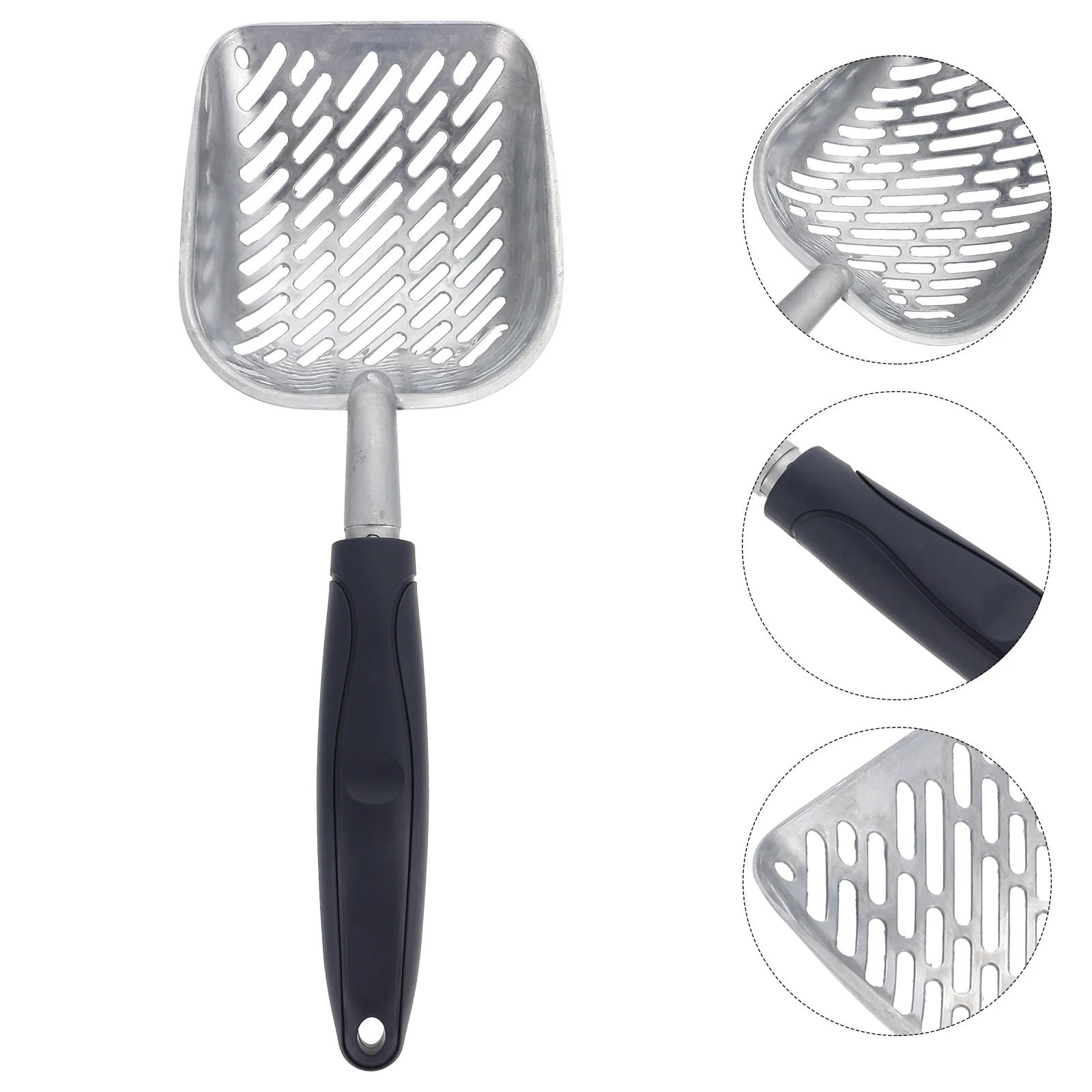 

Aluminum Alloy Cat Litter Shovel Large Capacity Smooth Surface Easy Clean Round Edge Design for Pet Poop Cleaning Scoop Portable