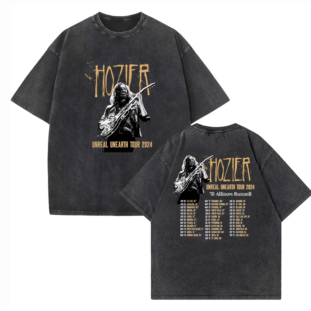 Hozier Unreal Unearth Tour 2024 Vintage Harajuku Summer Unisex O-Neck Short Sleeve Cotton T-Shirts