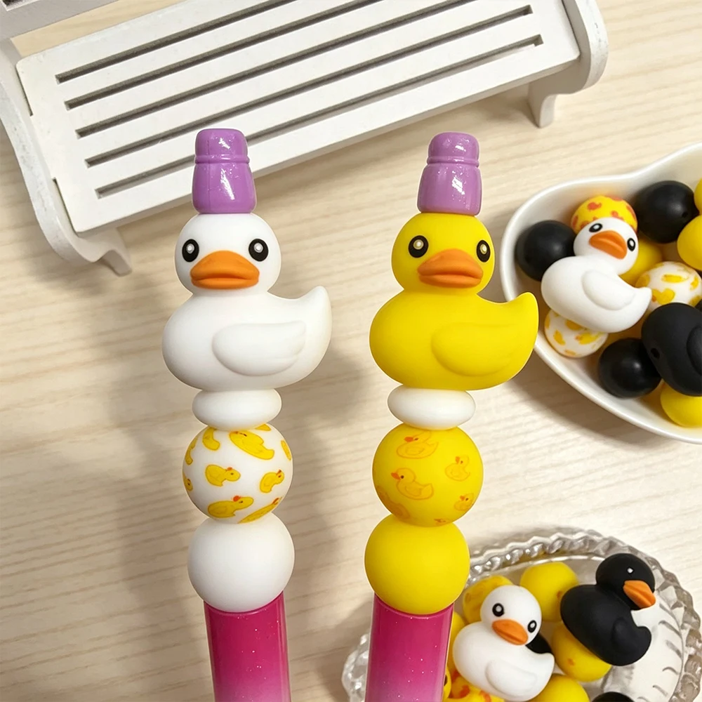 34/48Pcs Duck Bird Silicone Beads Set DIY Beaded Necklace Bracelet Decoration Pen Jewelry Pendant Etc. Holiday Birthday Gift