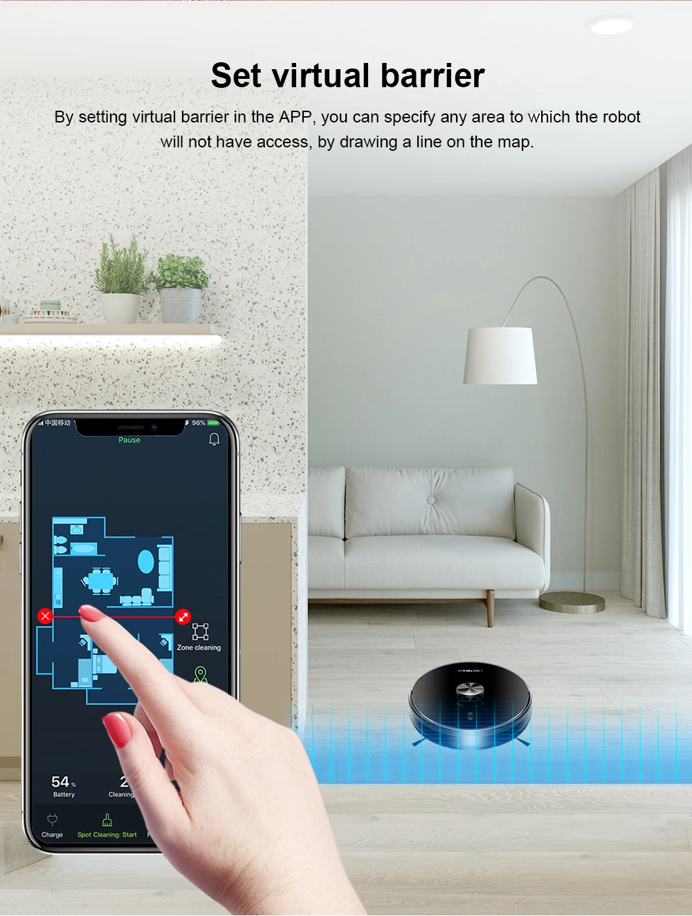 Liectroux X6 LDS Robot Vacuum Cleaner,Laser Lidar Navigation,Wet & Dry Mopping,6500Pa Suction,Multi-Floor Map,Customized Smart H