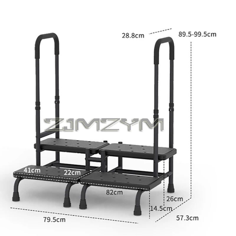 Double Layer Step Stool with Dual Armrests, Movable Bedside Footrest for Elderly, Non-Slip Heightening Step Stool for Home Use