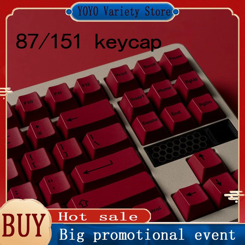 Redkey Authentic Burgundy Red Dye Sublimation Mechanical Keyboard Keycaps Cherry Original Color For Gaming Office Typing Users