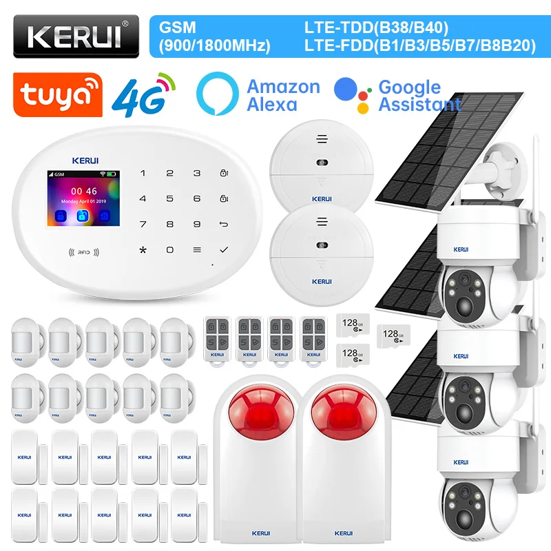 

KERUI W204 Wireless Alarm Home System 4G GSM WIFI Alarm Tuya Smart Support Alexa Burglar RFID Motion Sensor Detector IP Camera