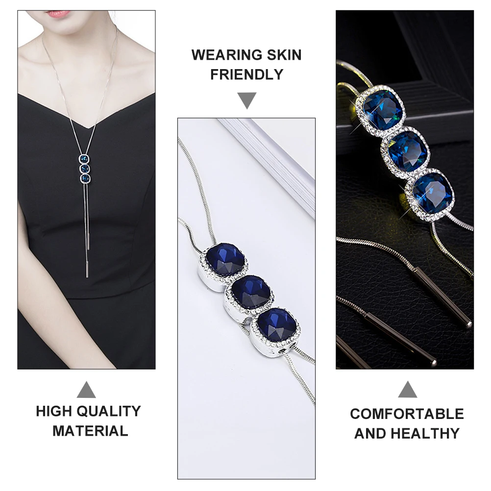

Rhinestone Long Necklace Jewelry for Women Girls Fashion Pendant Durable Elegant Neck Accessory Party Gift Bead Necklace Woman's