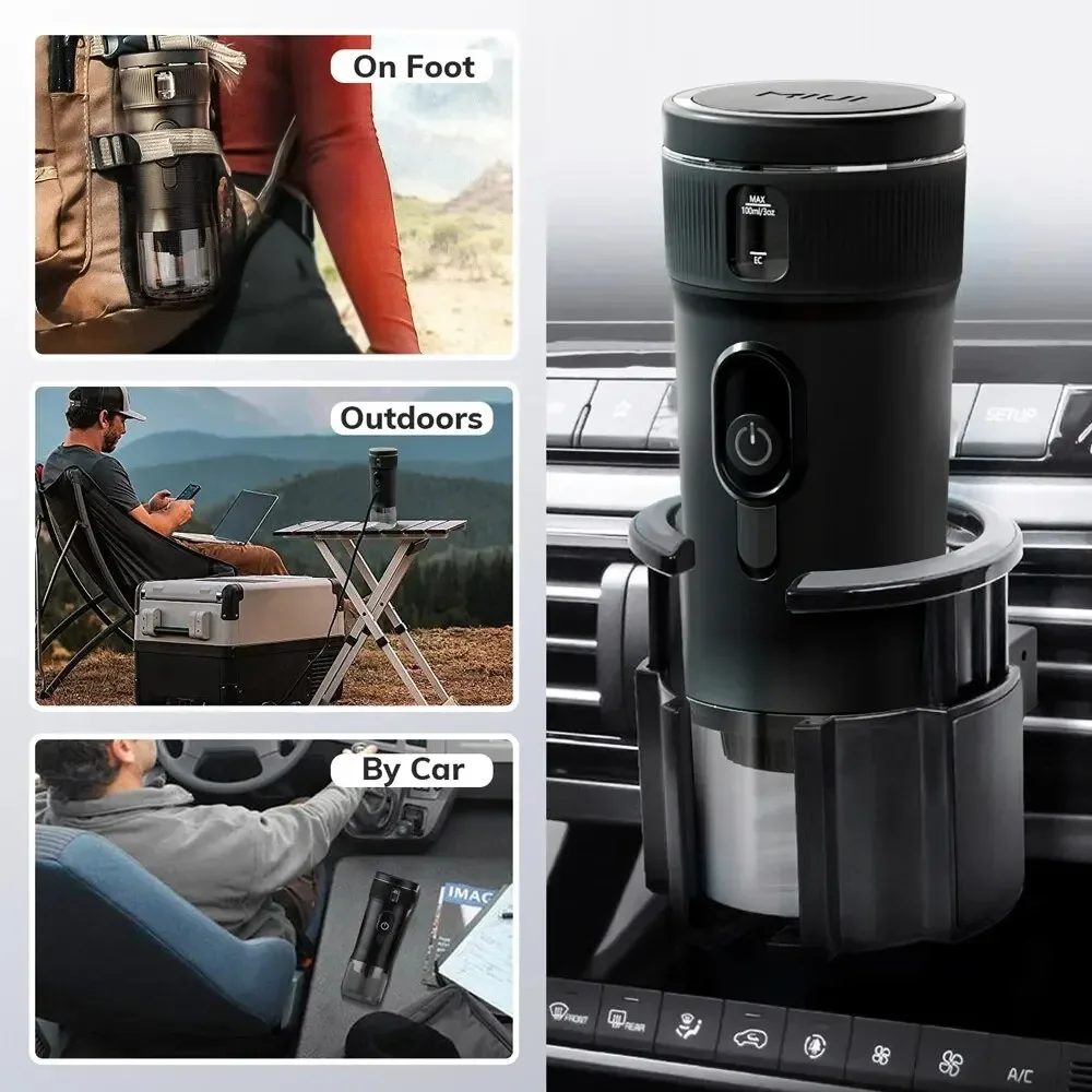 Máquina de café expresso portátil pequeno, viagem cafeteira, carro, ao ar livre, camping, mochileiro, leve, DC 12V