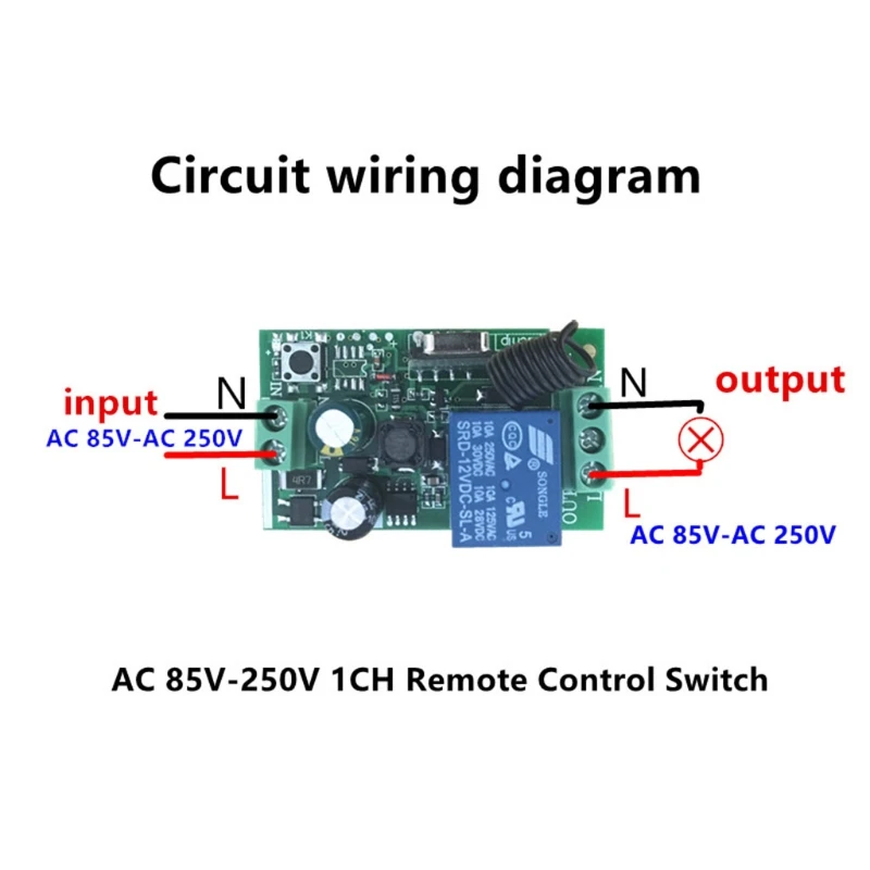 QIACHIP 4433Mhz Universal Wireless Remote Control Switch AC 85V 110V 220V 1CH Relay Receiver Module & RF 433 Mhz Remote Controls