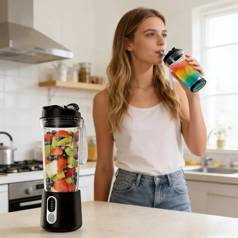 

D0AB Мощный перезаряжаемый комбайнер USB C мощностью 300 Вт, 18000 вращений, 4 лезвия, мощность дробления льда