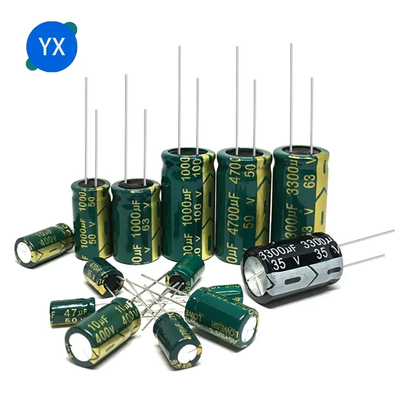 Green gold high frequency low resistance aluminum capacitor 10V 16V 25V 35V 50V 63V 100V 400V 450V 220 330 1000 2200 3300 4700UF