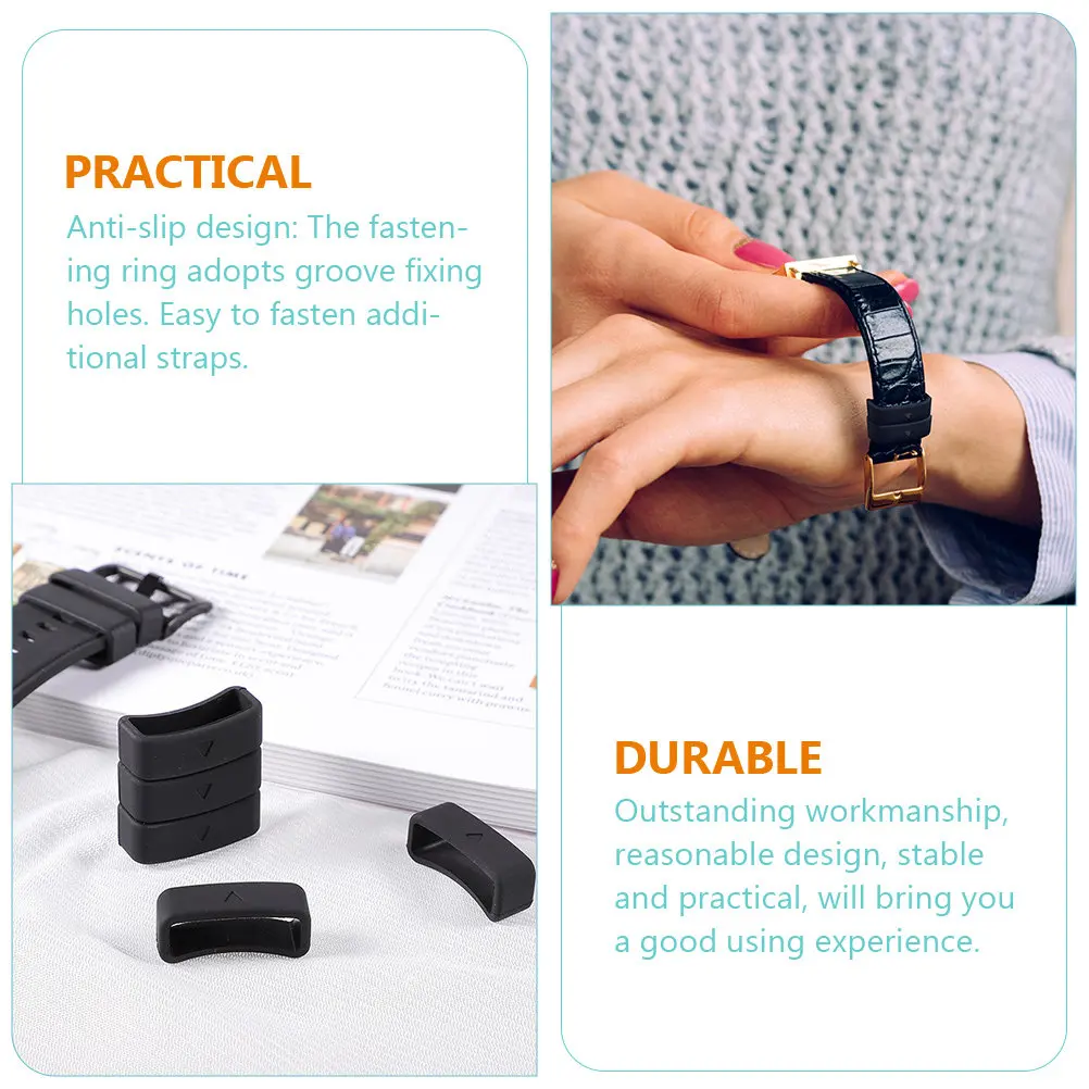 8Pcs High-Durability Silicone Watch Strap Keeper Ring Retainer Belt Loop for Fitness Tracker Watches Comfortable Flexible Secure