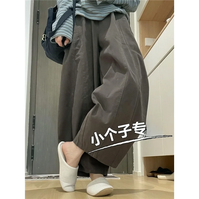 High Waist Wide Leg Casual Pants Women's Loose Fitting Small Size Nine Points Balloon Meat Covering Knife Pants Casual Style