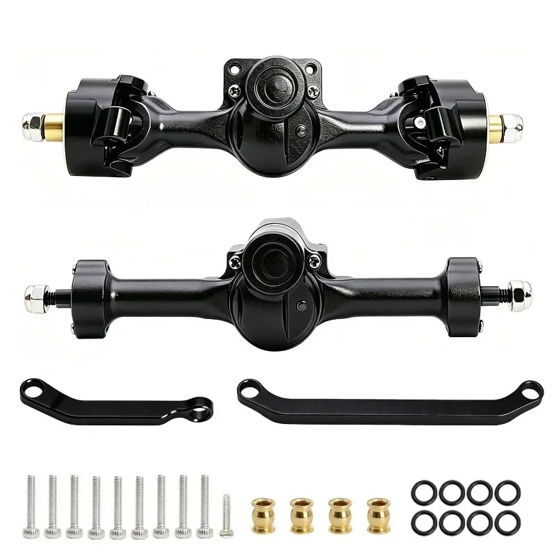 For Axial SCX30 Aluminum Front Rear Axles Set Assembly with Brass Steering Knuckles Steering Link 1/30 RC Crawler Upgrade