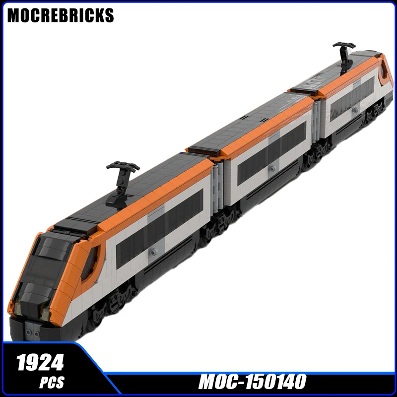 MOC Six Studs High Speed Passenger Transport Train City  Building Blocks Assembly Model Bricks Display Creative Children Toys