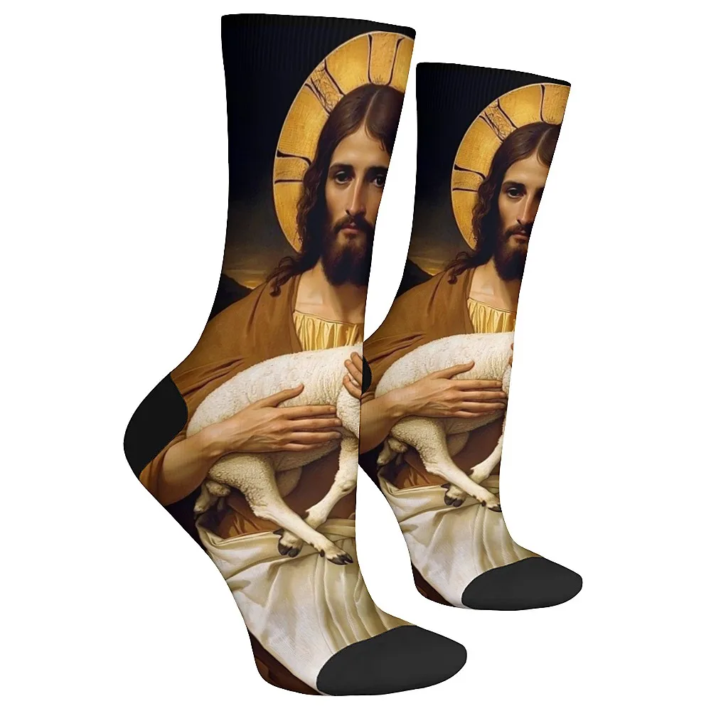 

Easter themed retro Jesus men's socks soft breathable novel happy crew socks casual party outdoor sports ideal holiday gift