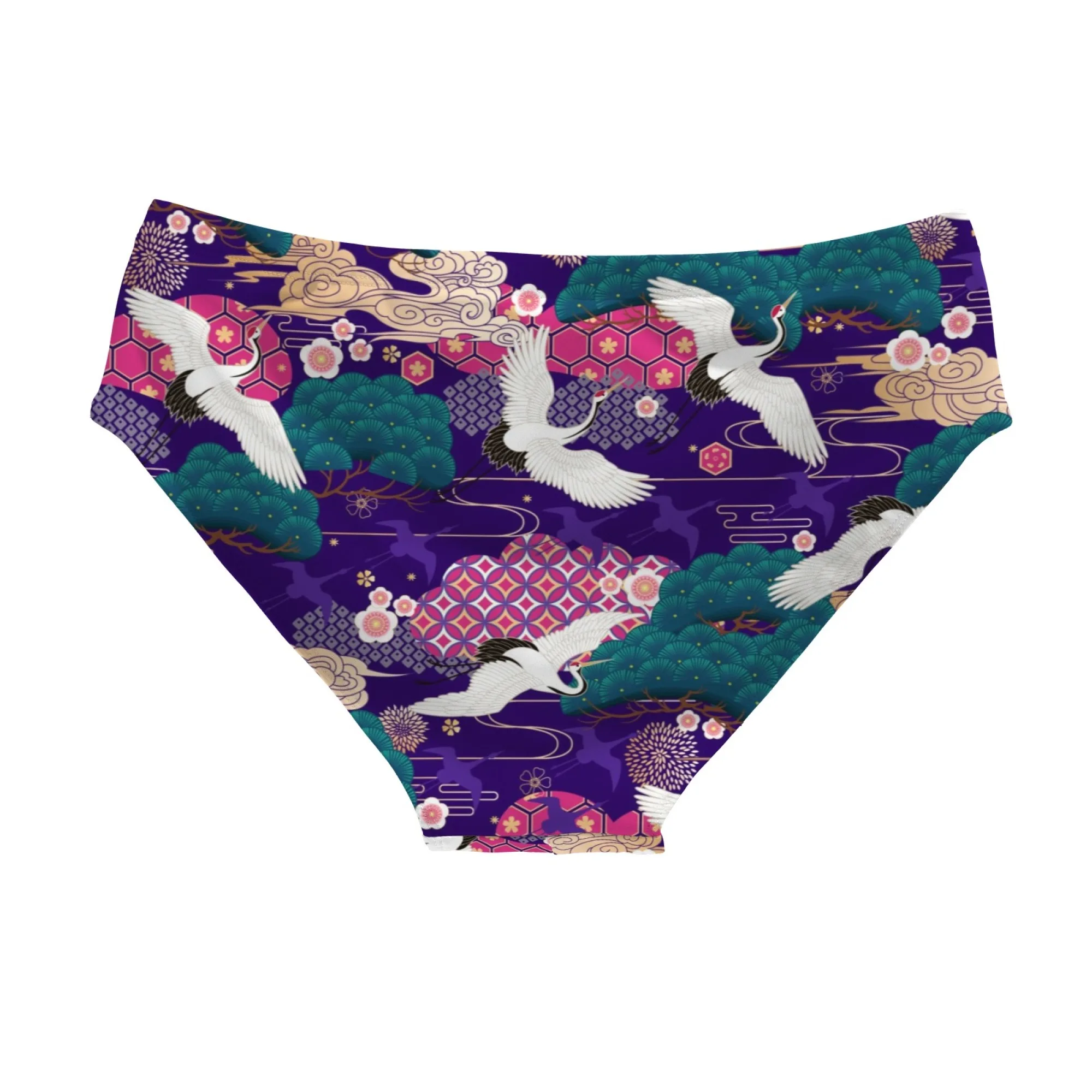 Japanese-Style Crane Print Sexy Men's Swim Trunks Comfortable Non-Slip Men's Briefs Sexy Bikini Swimwear Pool Beach Surf Shorts