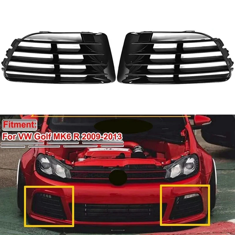 Right Front Fog Light Grille Lower Bumper Fog Lamp Grill Cover Trim For VW Golf MK6 R 2009-2013 5K0853666E Replacement