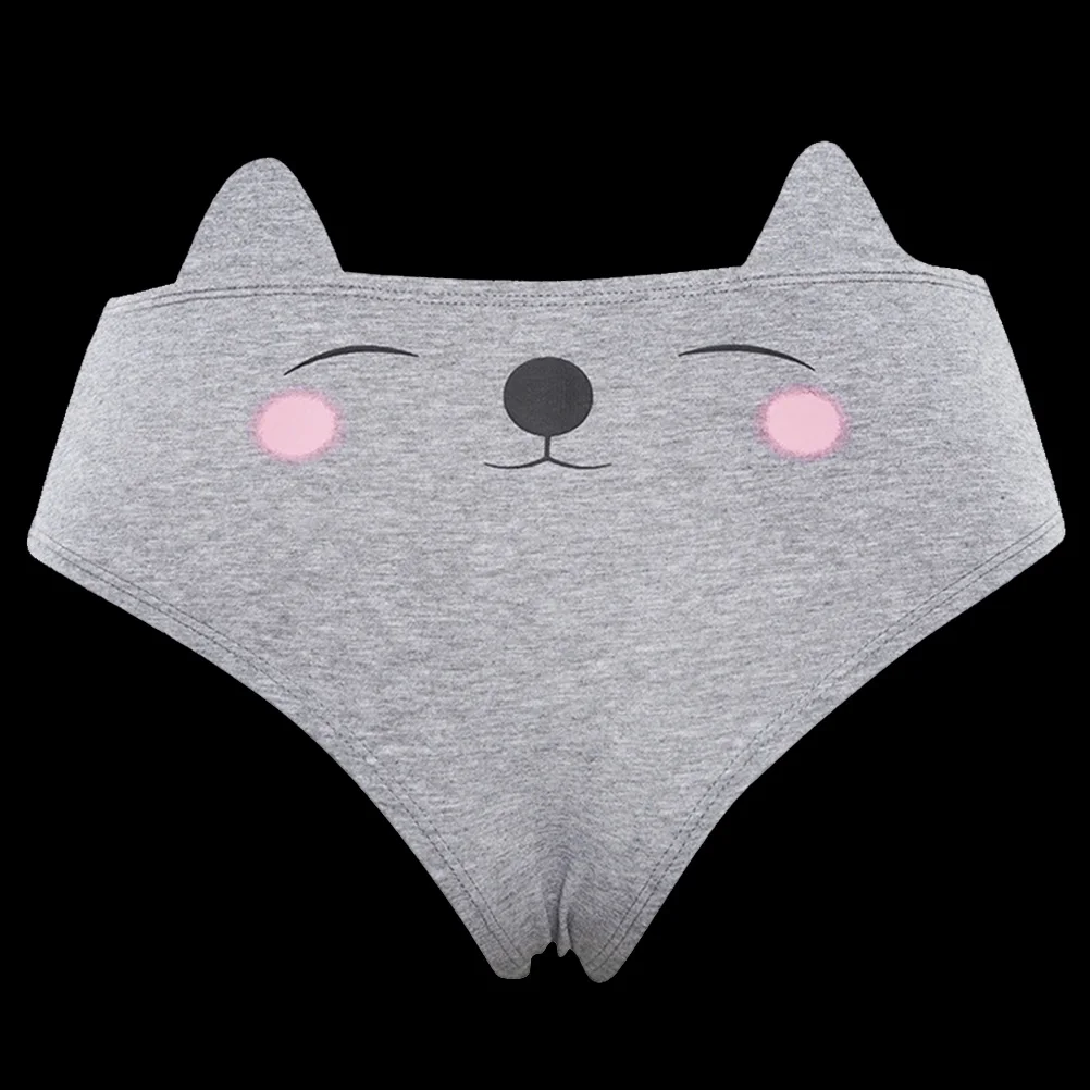 

Women Lingerie Briefs Underwear Panties Thongs Knickers Cat Ear Printing Women Panties - Size L (Grey)