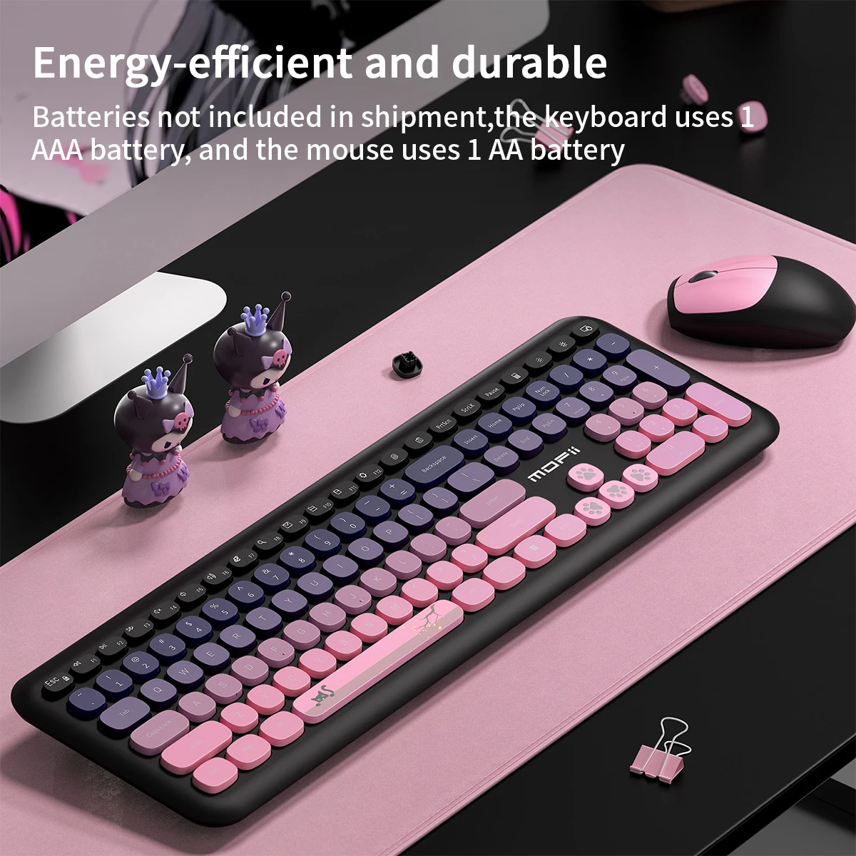 

MOFii Wireless Keyboard Mouse Combo, 2.4G Silent Ergonomic Full Size Set with Long Battery Life for PC Laptop Office
