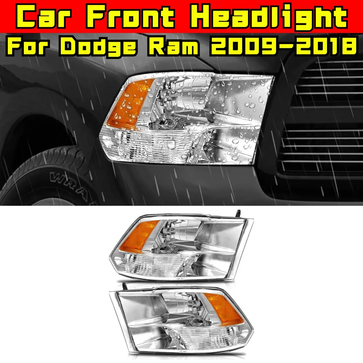 LED Daytime Light Front LED Headlamp Assembly Wide Light Lamp For Dodge Ram 1500 2500 3500 2009-2018 North American Edition