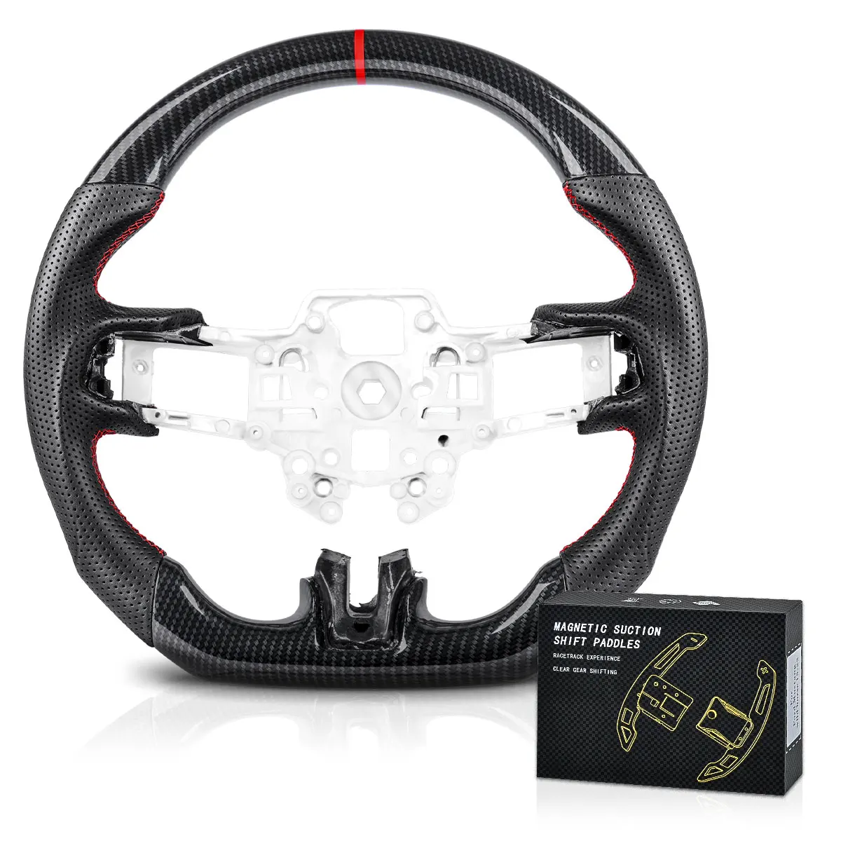 NONE Für Ford Mustang 2018 2019 2020 2021 2022 GT 350 GT500 Hydro-Dip Carbon Look Lenkrad Auto Zubehör 3