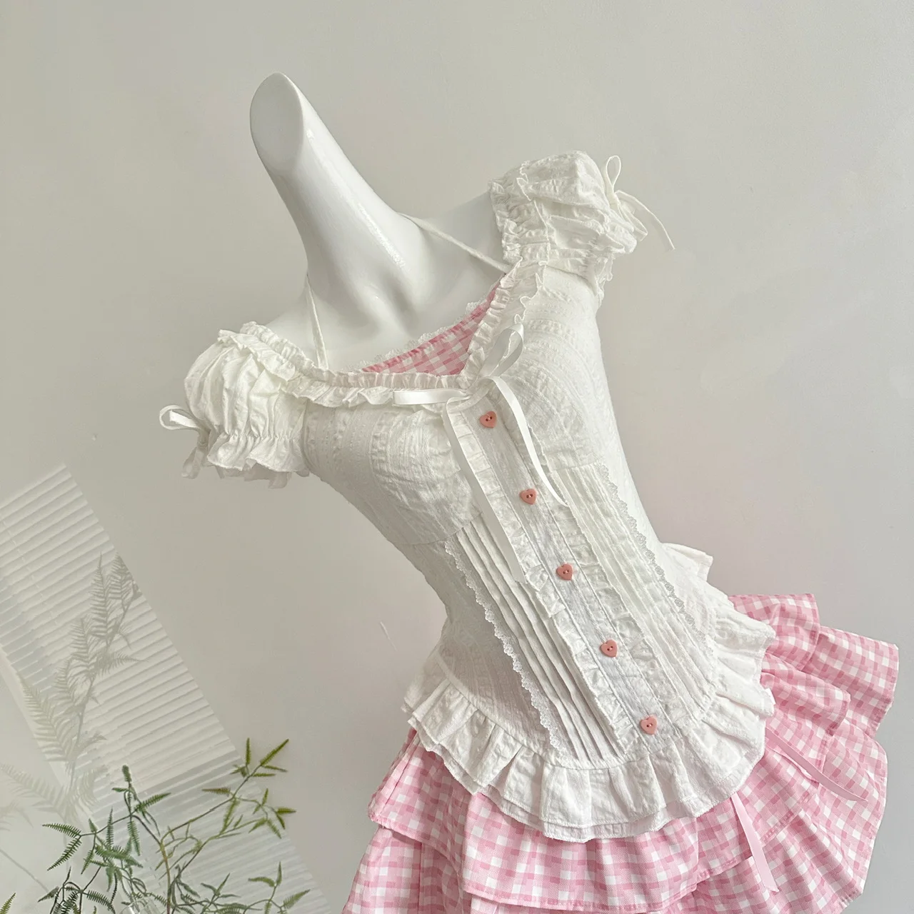 Pink Lolita Y2K 2-Piece Set - Bow Mini Skirt & Top, Sweet Princess Summer Outfit for Women