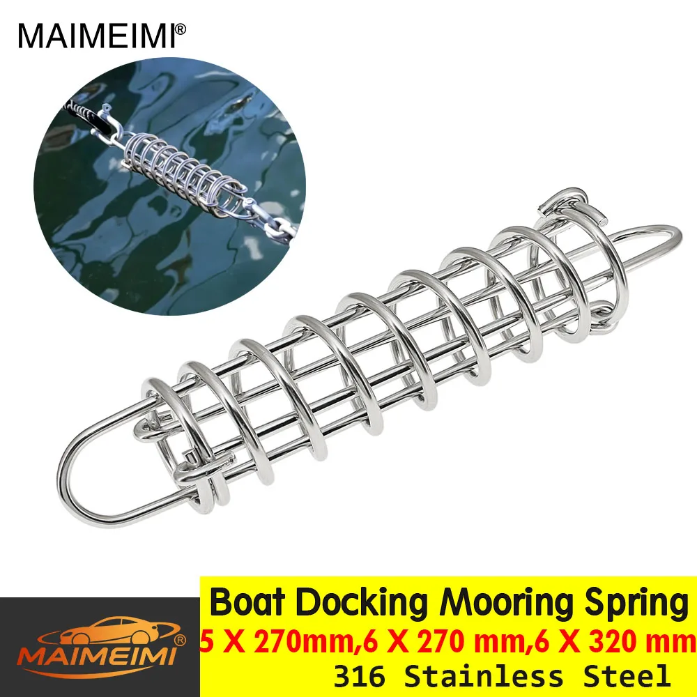 Mooring Spring 5 X 270mm 6 X 270mm Marine Hardware Shock Absorbing Dock Line Moor Springs Stainless Cable Tension Damper Snubber