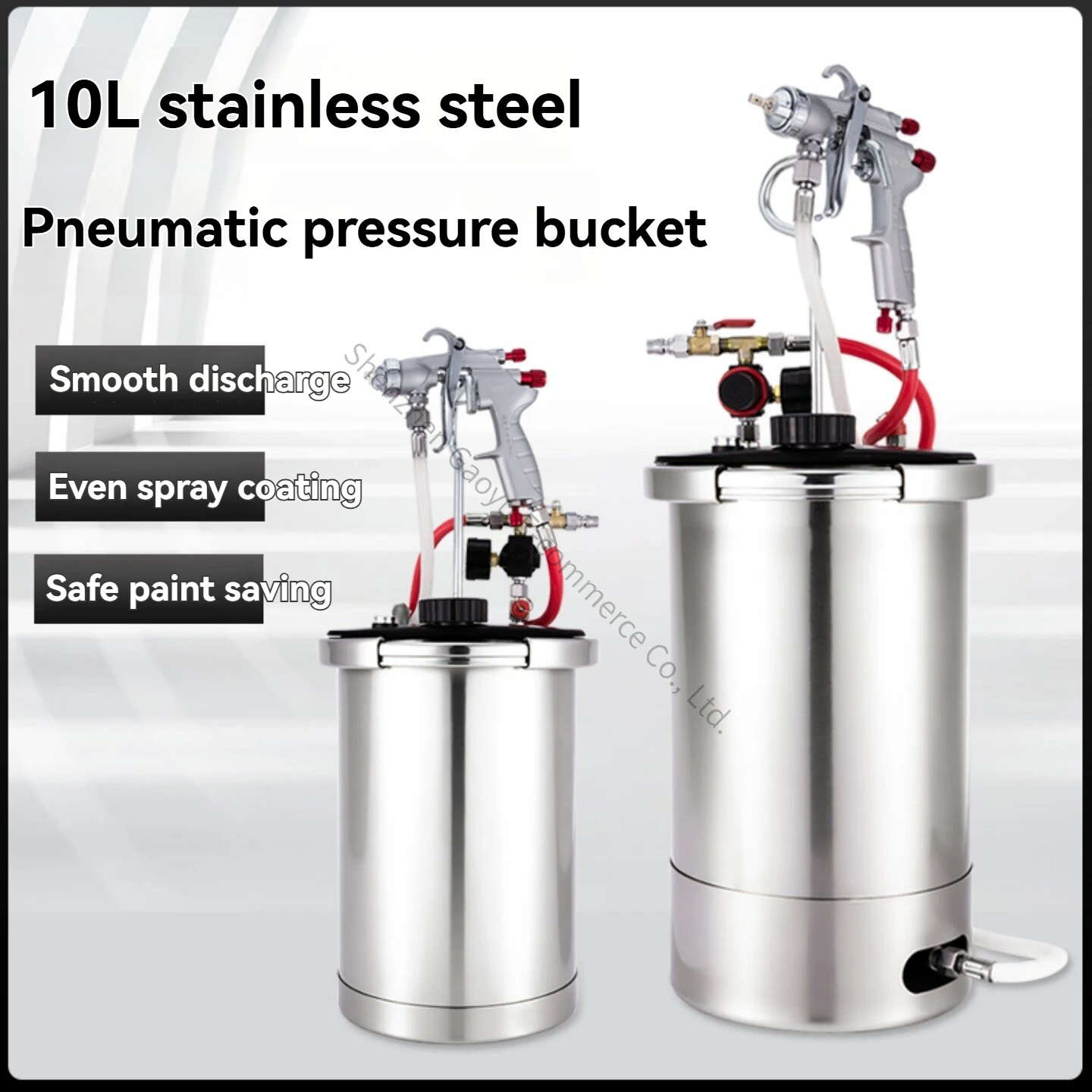 In Water Colorful Paint Spray Gun 10L  Stainless Steel Sand Special Pressure Bucket Spray Gun Paint Latex Paint Spray Gun