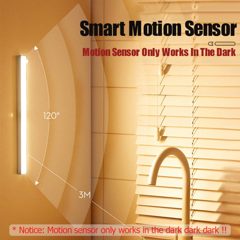 Motion Sensor Light 50/30cm LED Light Bar USB Rechargeable Lamp Night Light Dimmable Type C Lamp for Closet Cabinet Wardrobe