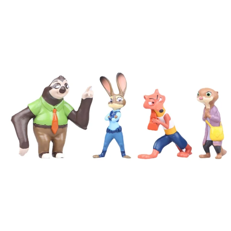 12pcs Disney Pixar Zootopia Cartoon Judy Hopps Nick Wilde Action Figure Ornament Fox Rabbit PVC Model Toy Kids Birthday Gifts