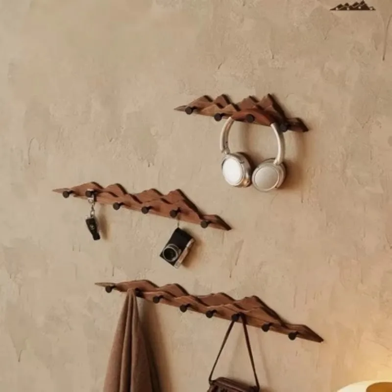 Solid Wood Coat Hooks Bedroom Wall Durable Double-layered Coat Hooks Creative Entrance Hanger Hook Modern Artistic Home Storage