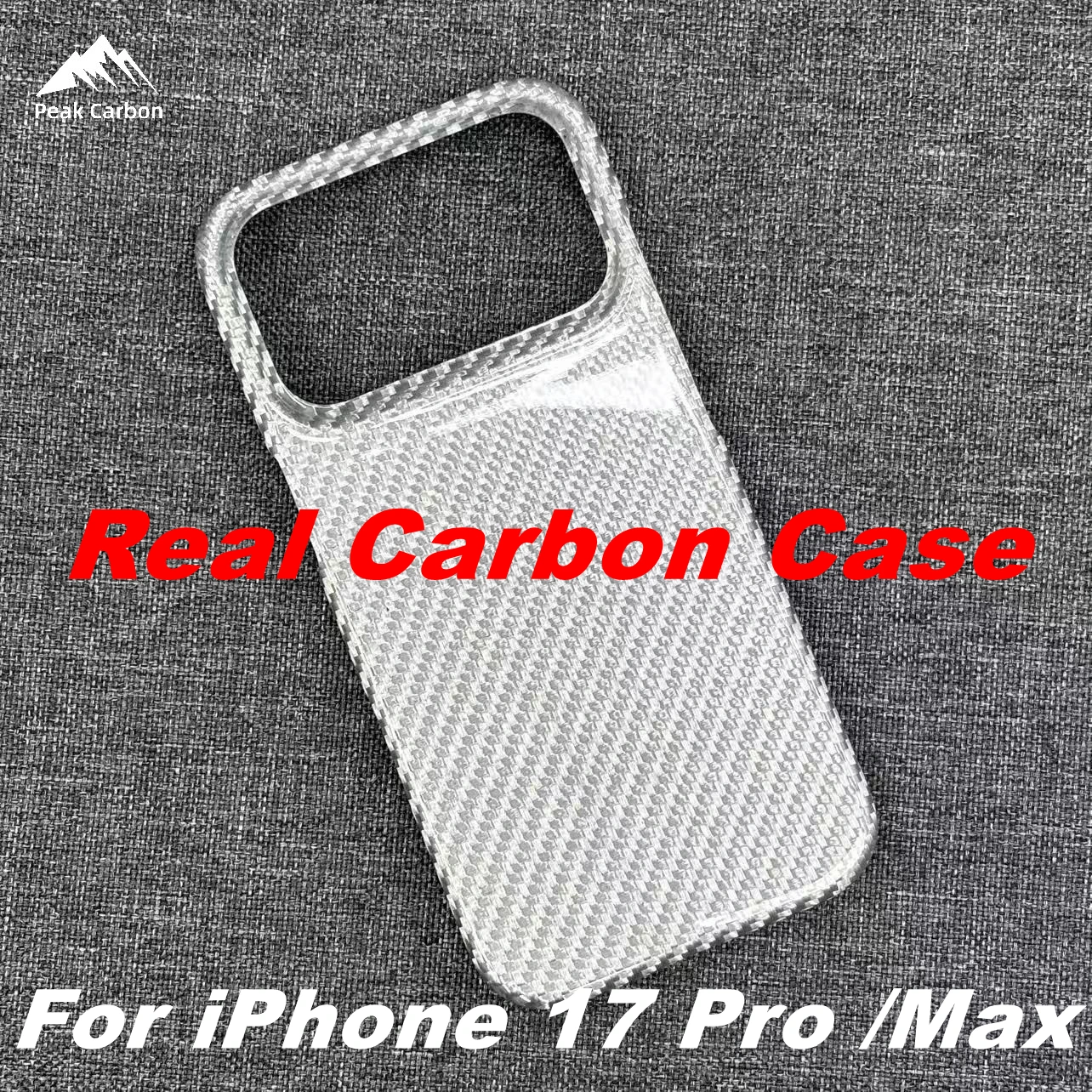 

Чехол из 100% настоящего карбона для iPhone 17 Pro Max / 17 Pro: Сверхлегкий, тонкий, защитный, глянцевый, серебристый, полузакрытый чехол для телефона