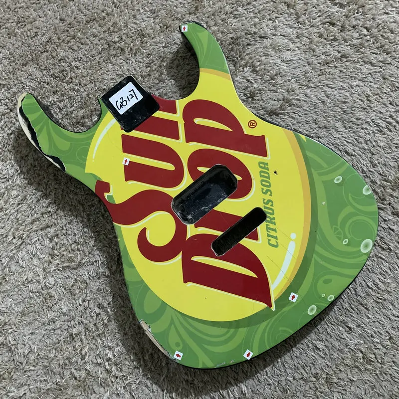 Sun Drop Electric Guitar Body Transfer Printting Tremolo Model Unfinished 6 Strings Guitar DIY Parts with Damages GB127