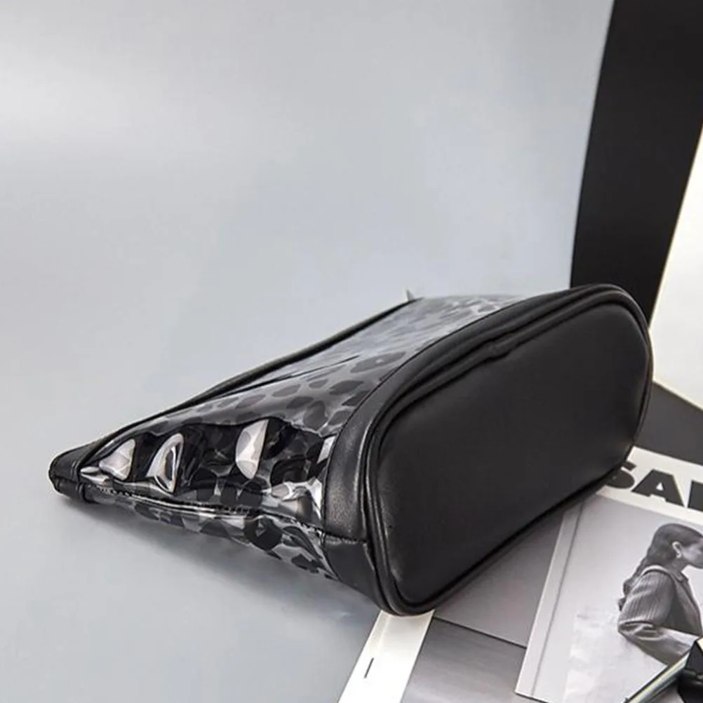 

Leopard Print Cosmetics Bag Durable Travel Brush Container Wash Bag Transparent PVC Zipper Storage Toiletries Holder