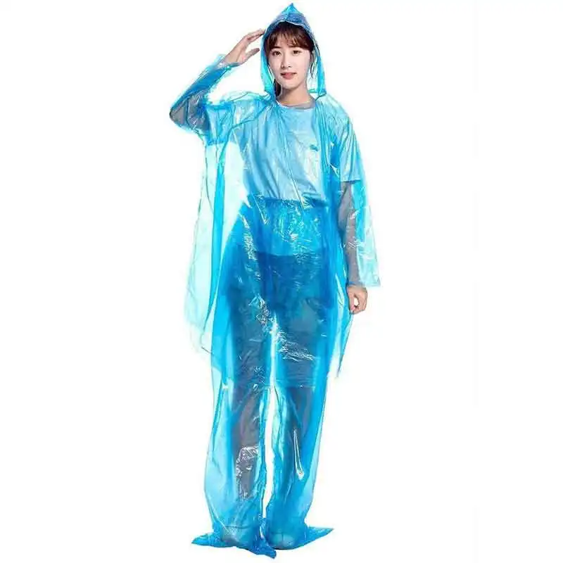 Unisex Adult Scenic Tourism Outdoor Camping Hiking Disposable Raincoat Rainwear Tops + Pants