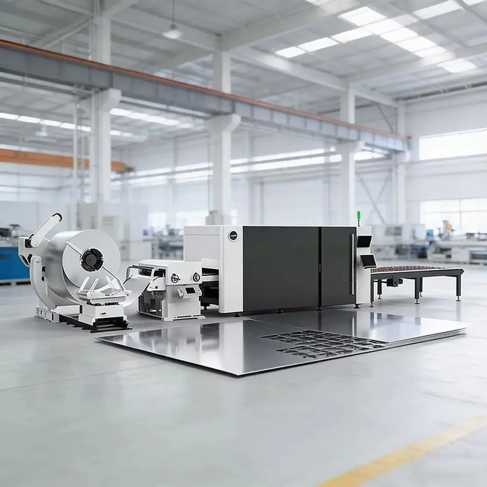 

Automatic Steel Coil Fiber Laser 3-Axis CNC Production Line for Sheet Metal Uncoiling Leveling AI Cutting