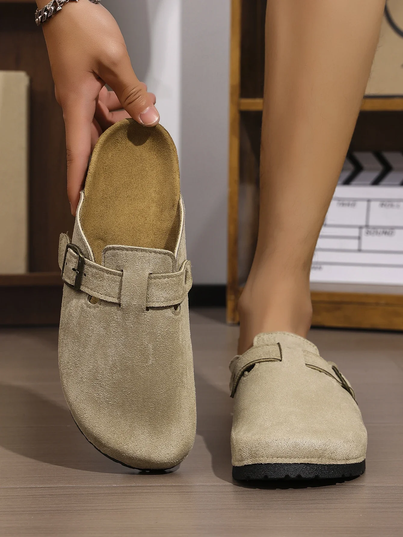 ربيع جديد خمر الانزلاق على المتسكعون عارضة مع بو العلوي، مغلق اصبع القدم نصف النعال، النعال المسطحة مع مشبك قابل للتعديل #6