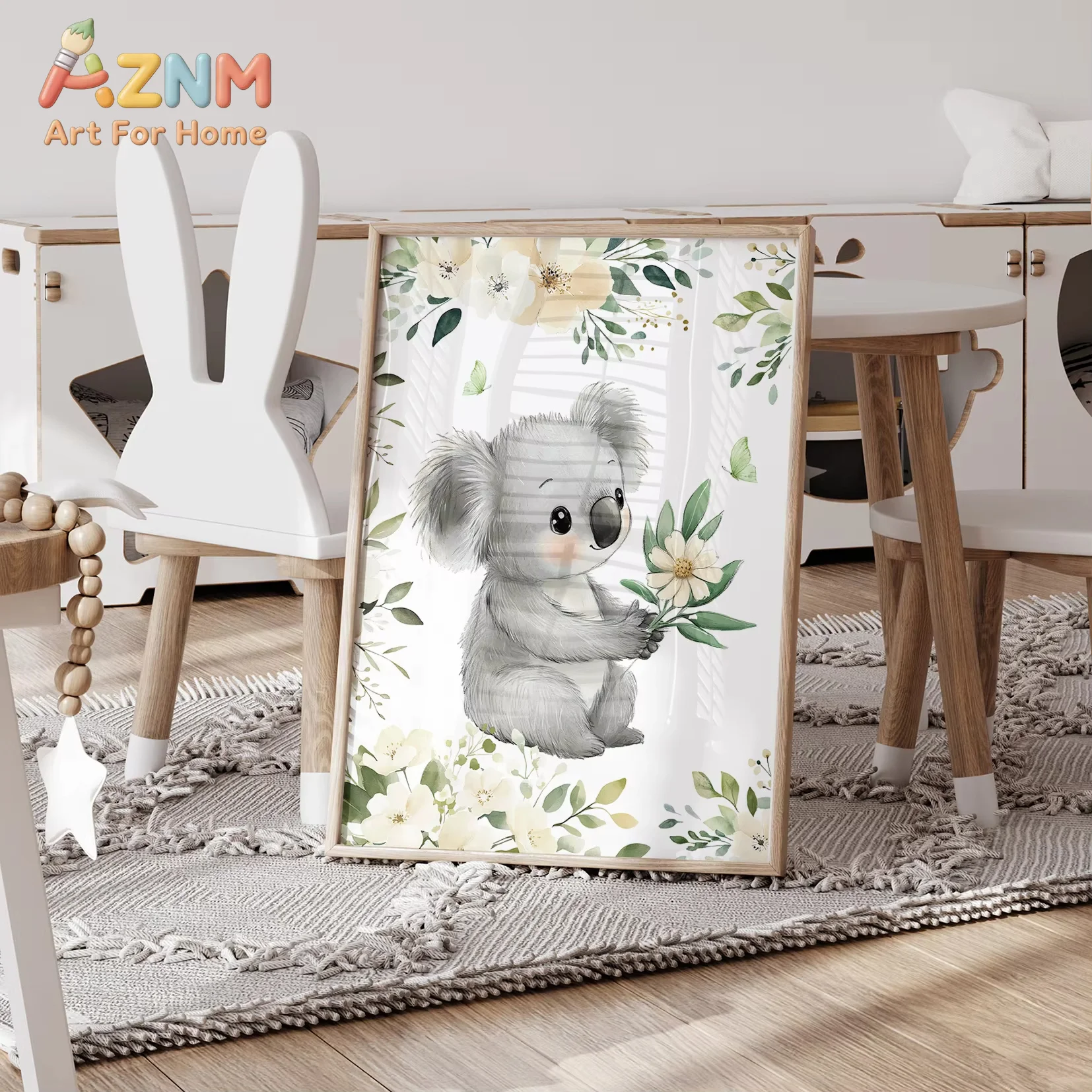 3pcs Cartoon Green Koala Swing Wall Art Prints Canvas Painting Poster Picture For Living Room Home Decor
