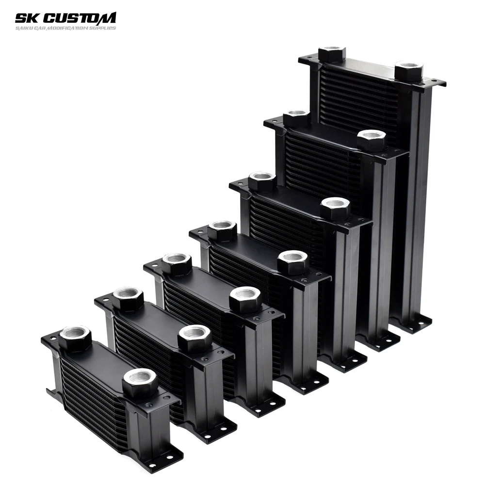 

Универсальный алюминиевый масляный радиатор 44/34/25/ряд AN8 AN10, радиатор трансмиссионного двигателя M22 × 1,5, женские порта, толщина 50 мм