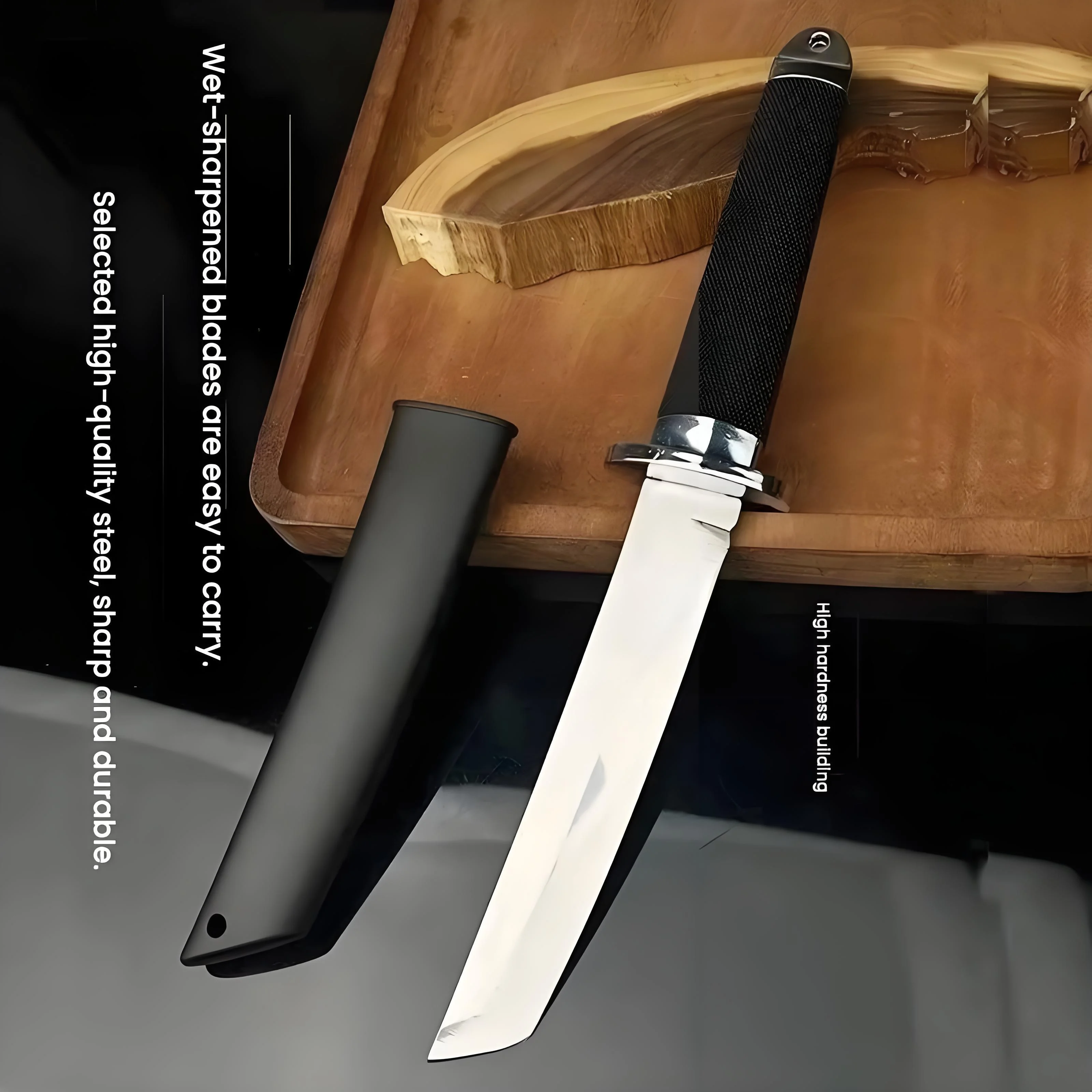 Portable Straight Knife, Wilderness Survival One-piece Keel Knife, Handle Meat Knife, Sharp Fruit Cutting Knife