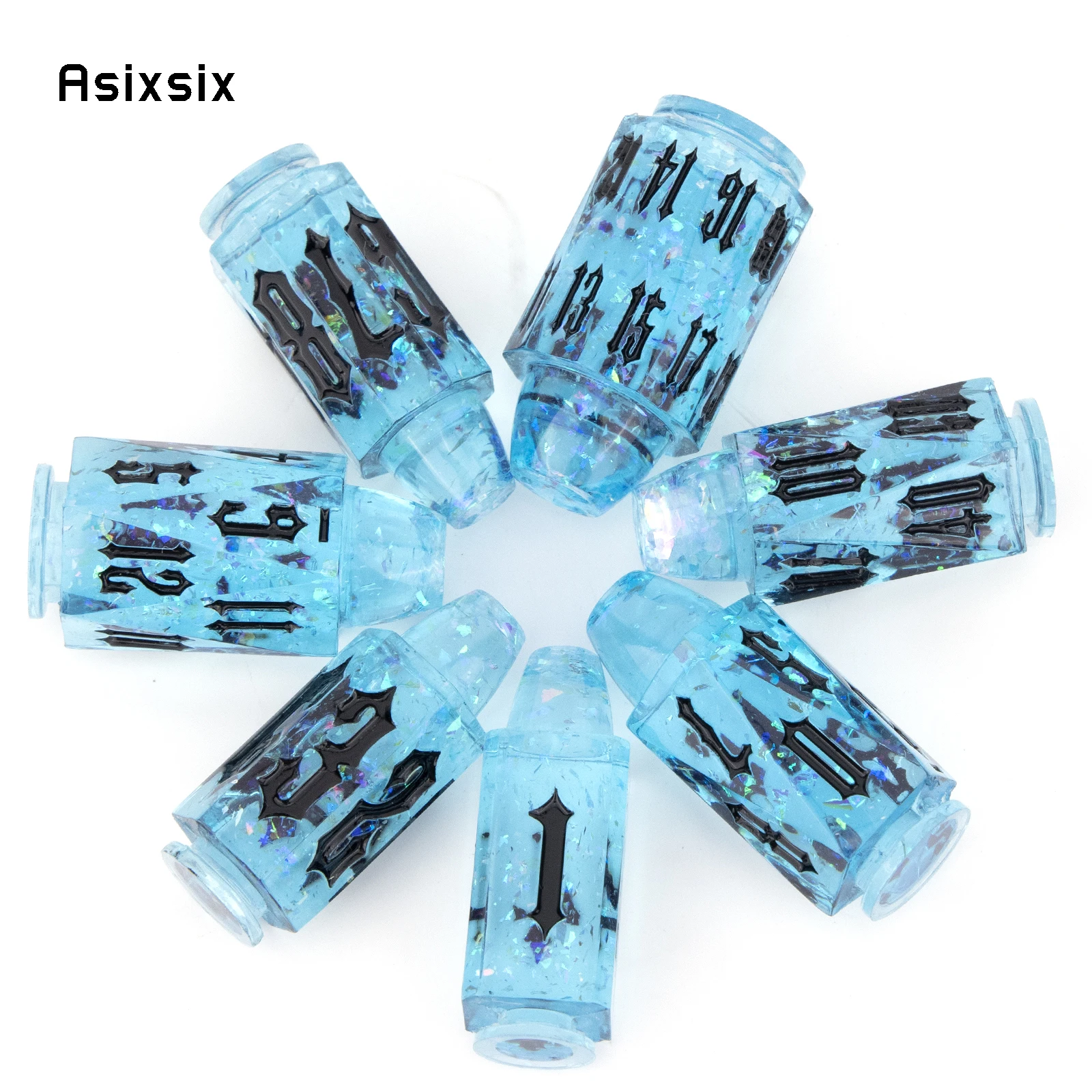 

7 Pcs Blue Bullet Resin Black Number Sharp Edge Dice Polyhedral Dice Suitable for Role-Playing RPG Board Game Card Game