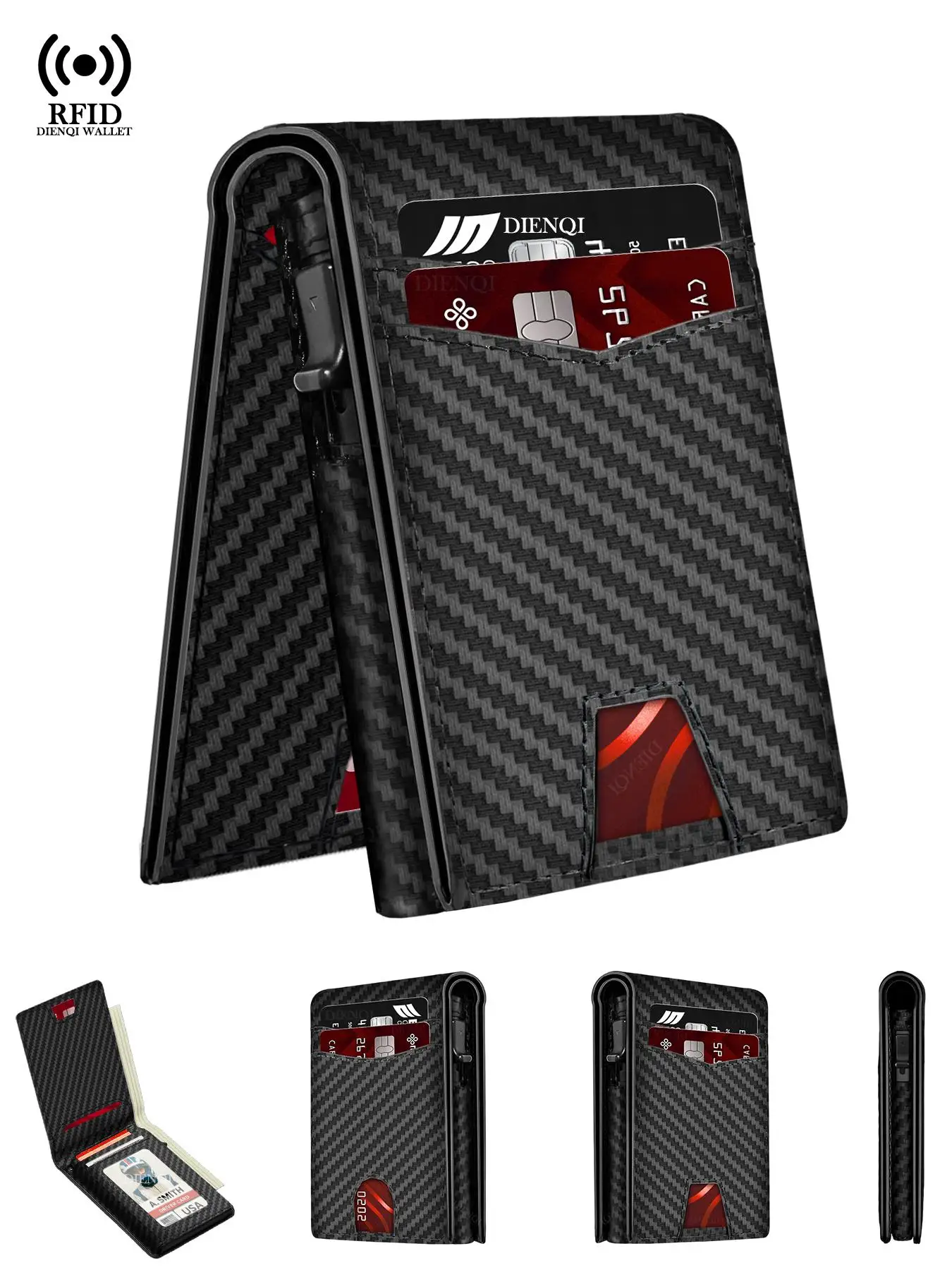 DIENQI Business Luxury Brand Credit Card Holder Slim Thin Men Wallets High Quality Carbon Travel Pocket Wallet Money Bag Purse