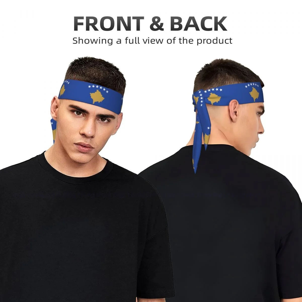 Tie Headbands Kosovo Flag Sports Head Band Athletic Sweatband Bandana Sweat Wicking