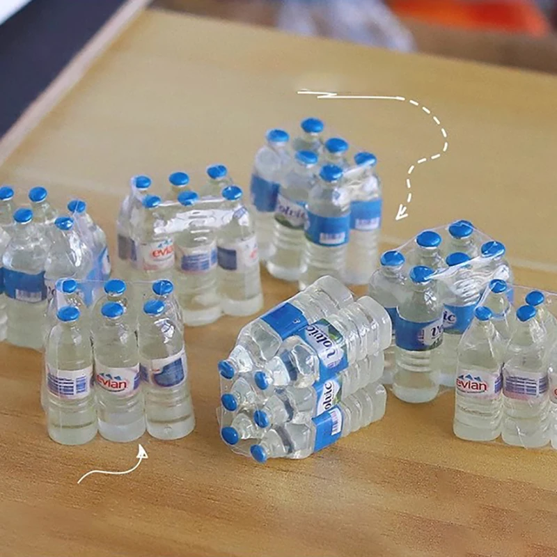 Mini bouteille d'eau de table l'inventaire en résine pour enfant, jouet de simulation, décor de maison de beurre, échelle 1:12