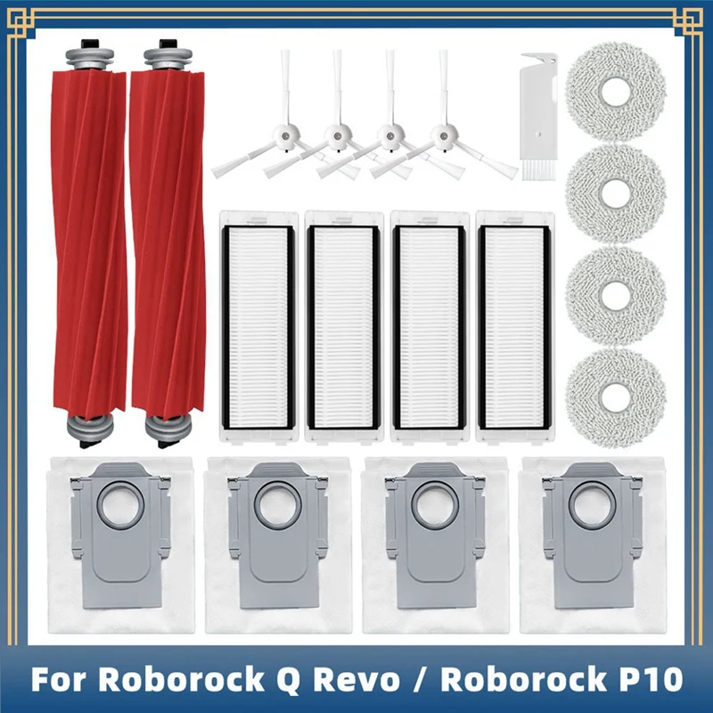 Promotion!For Roborock Q Revo / Roborock P10 A7400RR Robot Vacuum Spare Accessories Main Side Brush Hepa Filter Mop Cloth Dust B