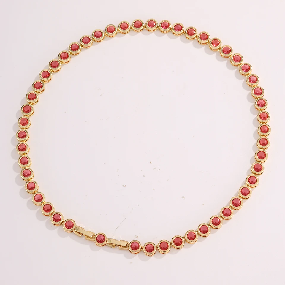 ZAKOL Luxuriöse, zierliche, glänzende, farbenfrohe Zirkon-Tennis-Choker-Halskette für Frauen, eleganter, funkelnder Kristall-Schmuck für Hochzeiten und Partys – Detail 8