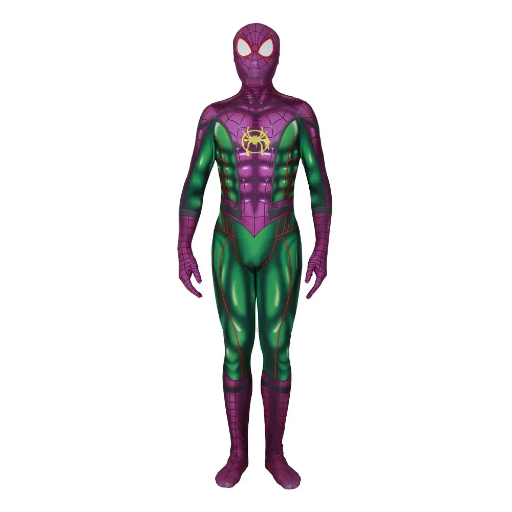 Green Joker Spiderman Cosplay Superhero Spandex Zentai BodySuits Joker Spider Boys Costume Outfit Halloween Costume Adult