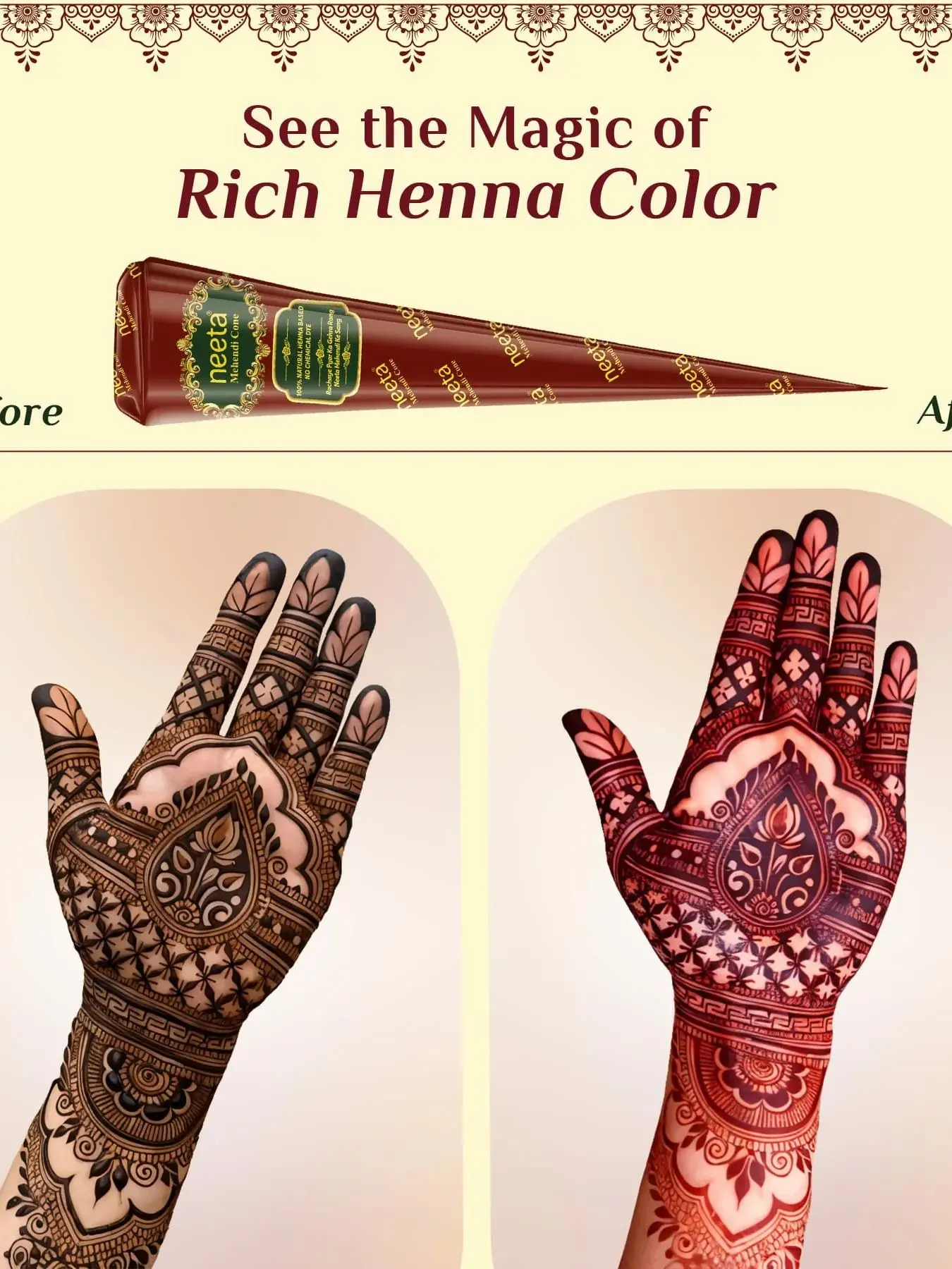 1/4/12 Stücke rein natürlicher Bio-Henna-Kegel, Henna-Tattoo, temporäre Tattoos, semi-permanente Henna-Tattoo-Kunst – Detail 6